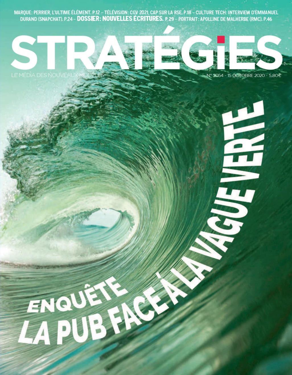 Enquête magazine Stratégies octobre 2020 : La pub face à la vague verte.